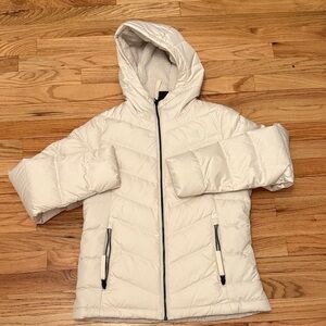 Cream Womens down Hooded Puffer Jacket